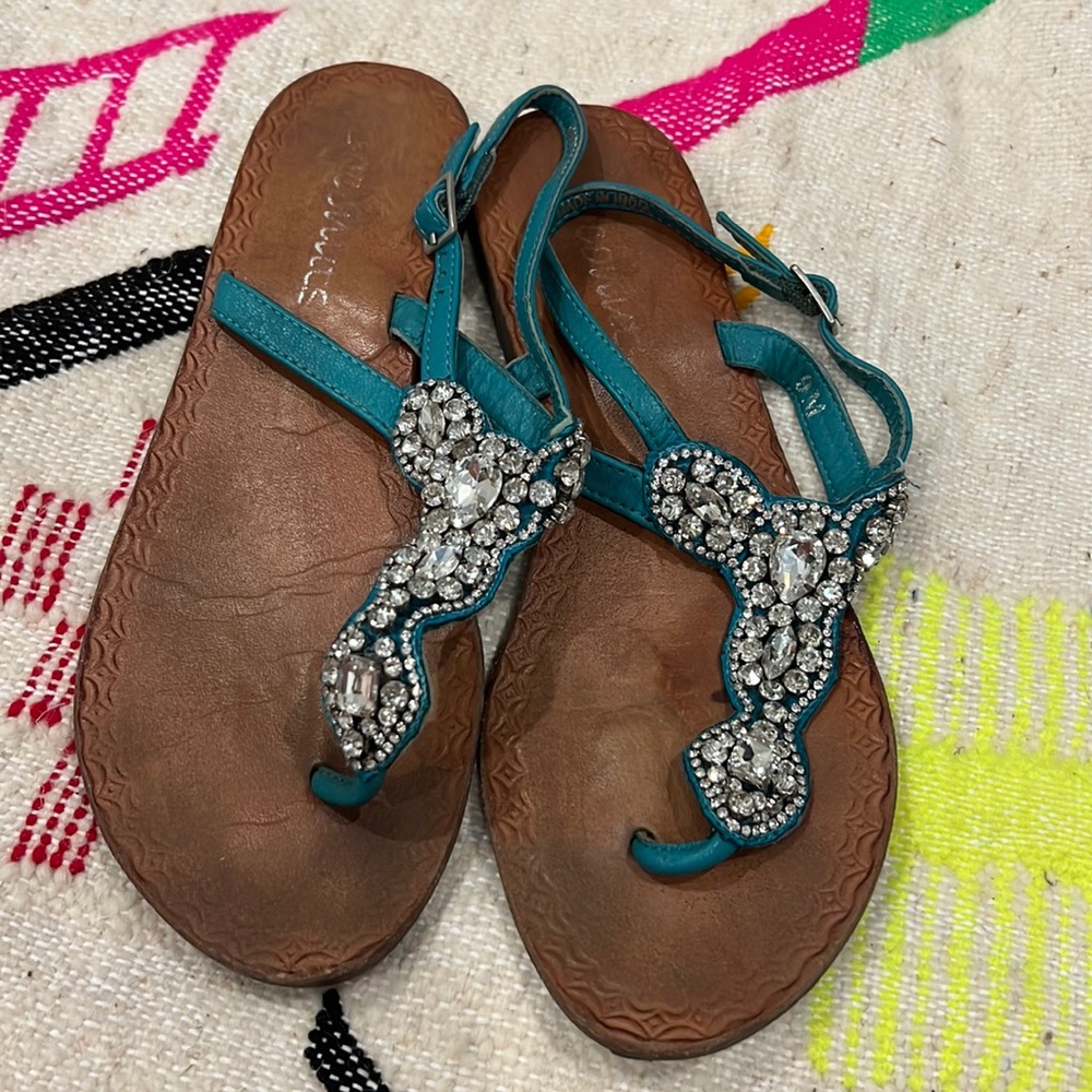 Turquoise jeweled sandals